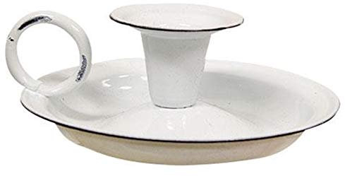 Kerzenhalter aus Emaille, 12,7 cm, Vintage-Stil, Bauernhaus-Stil, Weiß