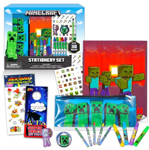 Minecraft Stationery Bundle ~ 10+ Pc Minecraft Stationery Set With Minecraft Notebook, Radiergummis, 400+ Aufkleber und mehr! (Minecraft School Supplies)