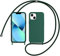 LIUKM Handykette Handyhülle kompatibel mit Apple iPhone 13 | Necklace Hülle mit Band Handyhülle für zum Umhängen | Case mit Schnur | Schutzhülle mit Kordel - Dunkelgrün