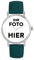 Toff London Personalisierte Fotogeschenke für Frauen, analoge Anzeige, japanische Uhr mit Quarzwerk und dunkelgrünem Lederarmband, individuell gravierte Uhr