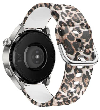 SeNool 22mm Armband für Huawei Watch GT 5 46mm/ GT5 Pro/ GT4/ GT3/ GT2 46mm/ GT Runner, Silikon Uhrenarmbänder Ersatzarmband für Huawei Watch 4/ Watch 3 Pro 46mm/ Watch 4 Pro 48mm - Leopard