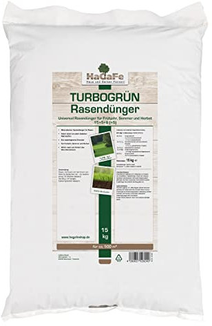 HaGaFe TURBO Rasendünger mit 15% Stickstoff, Universal Rasen - Dünger für Frühjahr, Sommer, Herbst, für schnelles sattes Grün (15 kg (1 x 15 kg))