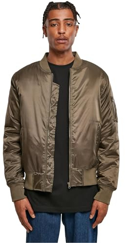 Build Your Brand Herren Jacke Bomber Jacket, Bomberjacke für Männer, leichte Sommerjacke, Darkolive, 5XL