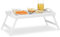 2X Vassoi da Letto in bambù, Pieghevole con Manici, Bordo Rialzato, per Colazione, H x L x P: 22 x 61,5 x 30 cm, Bianco