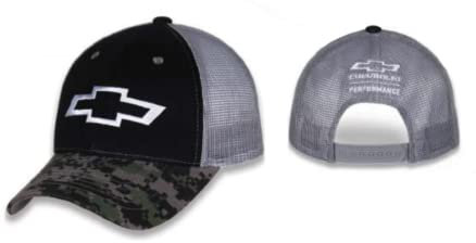 Chevrolet Black Front Digital Camo Brim Snapback Grau Trucker Hut, schwarz, Einheitsgröße
