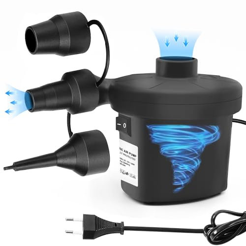 MaDaTop Pompe à Air Électrique Gonfleur Dégonfleur, 150W AC 220V Pompe à Pagaies Haute Puissance avec 3 Buses pour Matelas Gonflable, Pataugeoire, Anneau de Natation