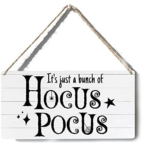 Lustiges Schild Decor It's Just a Bunch of Hocus Pocus Holzschild Wandbehang Poster Kunstwerk 15,2 x 30,5 cm rustikale Heimdekoration