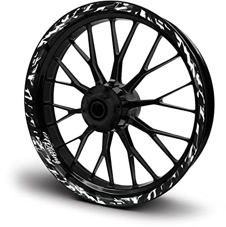 16-teiliges Set Felgenrandaufkleber Sticker für Motorrad Auto Felgen Future Design Komplett Set Felgenaufkleber für 15 16 17 18 19 Zoll MR017 (Weiß, Glanz)