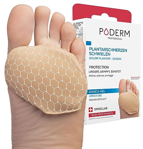 Poderm Protección Dolores Plantares y Durezas - Almohadilla Plantar, S | Protección de Callos con Gel de Árnica Patentado | Alivia el Dolor y la Presión del Pie | Creado por una Podóloga - Swiss Lab