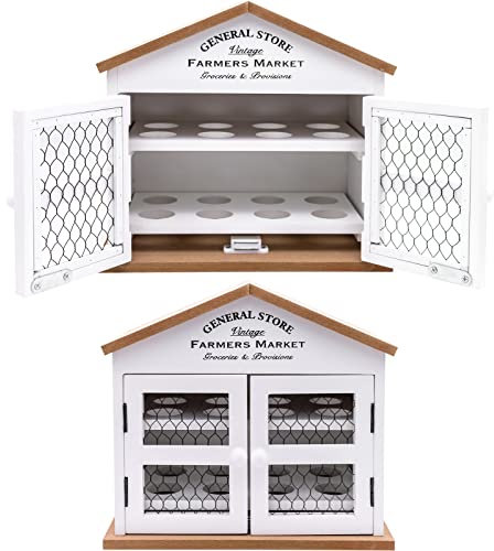 Maison Des Cadeaux Organizador de madera para 16 huevos de color blanco