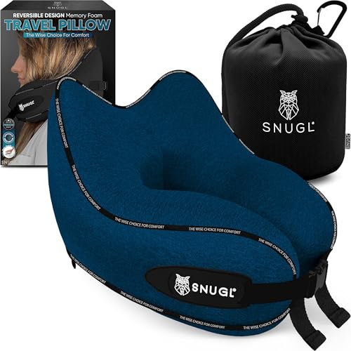 Nackenkissen Flugzeug Memory Foam – Reisekissen Nackenhörnchen Waschbar – Nackenstützkissen & Kopfkissen für Reise, Auto, Zug, Bus – Ergonomisches Flugkissen für Erwachsene & Kinder (Marineblau)