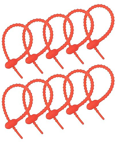 sourcing map 30 Stück Wiederverwendbare Reißverschlüsse 6Zoll Silikon Krawatten Taschenclips Allzweck Silikon Kabelbinder Brotkrawatte Haushalts Verdrehen Krawatten Wiederverwendbare Rot