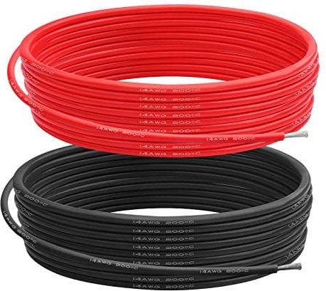 14 Gauge Silicone Wire, 14 AWG Electrical Cable 10M(5m Red & 5m Black)Soft & Flexible 400 Strands of 0.08 mm Tinned Copper High Temperature Resistant Wire for Arduino Projects/RC Cars/Boat/Drones