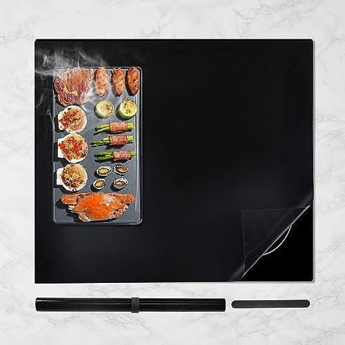 KitchenRaku Tappetino protettivo per piano cottura a induzione 52x78cm, Antiscivolo tappetino protettivo per piano cottura in silicone (magnetico), Tappetino multifunzionale in silicone