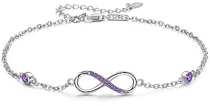 Infinity Anklet Bracelet 925 Sterling Silver Endless Love Symbol Ankle Bracelet Adjustable Plus Size Large Bracelet