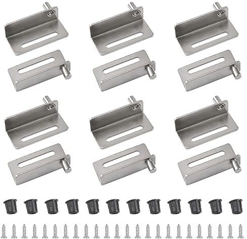 UFURMATE Eisen Pivot Scharnier, 6 Paar Silber Schrank Holz Türscharniere mit Stift Verdeckter Schaft Schranktür Pivot Scharniere Rechtwinklige Türscharniere für freischwingende Holzschranktür