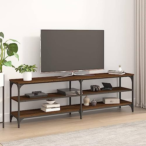 Higsose TV-Schrank 160x30x50cmcm Braun Eichen-Optik,Holzwerkstoff,Eisen,Stauraumschrank,DVD Schrank,Wohnzimmer Vitrine,Fernseher Tisch Modern,Fernsehschrank Holz,Mit Offenes Fächern,TV-Ständer