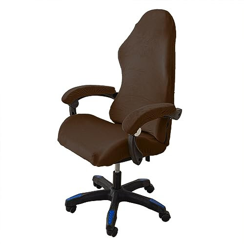 LIFEDX Gaming Stuhl Bezug Samt Gamingstuhl Bezüge 4 Stück,Stuhlhussen mit Armlehnen Stuhlrücken Bezug Bürostuhl Bezug,Dehnbare Abnehmbar Waschbar für Computerstuhl Gamning-Stuhl,Kein Stuhl - Coffee