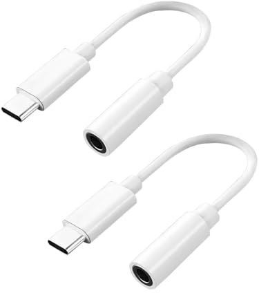 USB-C to 3.5 mm Headphone Jack Adapter,2Pack Type C to 3.5mm Dongle Female Aux Audio Headphone Converter Compatible with Samsung A54/S23/S23+/S22/S21/S20 Ultra/Huawei Mate 40/P30/Pixel 7/6/OnePlus
