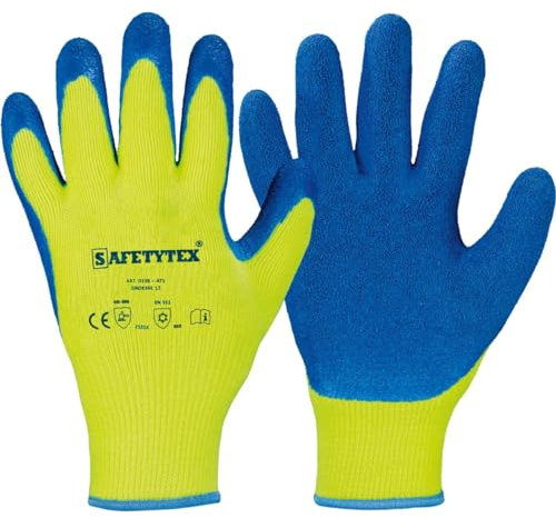 Safetytex Winter Arbeitshandschuhe - gefütterte Kälteschutz Handschuhe - Nahtlose Thermo beschichtung - Kälteschutz bis -30°C - Hohe Griff- & Rutschsicherheit (Gr.12, 3 Paar)