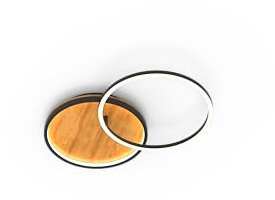 Leuchte.Store LED Deckenleuchte Kiru,moderne Deckenlampe aus Metall & Holz,Deckenbeleuchtung mit zwei runden Ringen,23 Watt,650 Lumen,3000 Kelvin,Wandleuchte,Wohnzimmerlampe