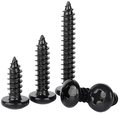 MOOPW Testa tonda Viti per legno - Acciaio inossidabile 304 Zincato Nero Viti autofilettanti Croce Testa di Pan Coda a punta Viti auto perforazione M3.5 x 6mm 50 Pcs