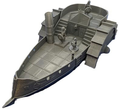 Steam Boat Ship Fleet | 20-28mm 1/76-1/56 Scale Miniature | RPG Tabletop Figure Diorama Landscape Modelling Wargaming Fantasy Wargames Model Scenery Terrain Scatter Roleplaying 3D Printed Paintable