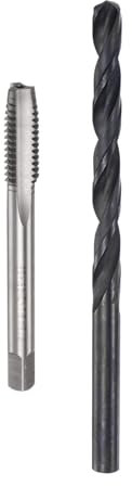 sourcing map Tap and Drill Bit Set, 5/16-18 UNC Thread Tap & 17/64 Black Oxide Twist Drill Bit, Straight Flute Tap Tapping Threading Repair Tool Kit