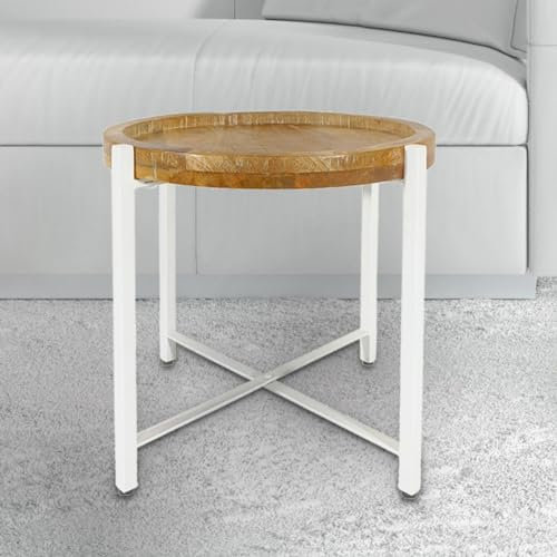 Amago home Beistelltisch rund Couchtisch ø46xH45cm Sioux Metall-Gestell Farbe Tabacco - White
