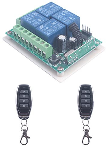 SUYUKUFU 24V 4 canales Interruptor de control remoto inalámbrico Transmisor Receptor Interruptor de palanca momentáneo Piezas del abridor del motor de la puerta del garaje (24V-2* Control remoto)