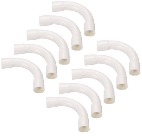 sourcing map PVC Conduit Coupler Elbow Fittings 20mm White Change Direction for Hose Electrical Conduit Pack of 10