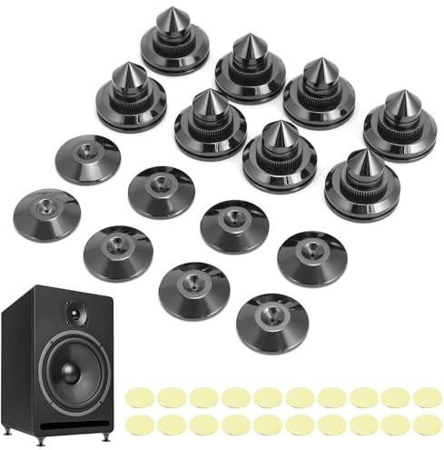 QWORK® 8 Pieces Speaker Spikes, Gold Plated Brass Speaker Stand, Shockproof Speaker Stand, for HiFi Equipment, Speakers