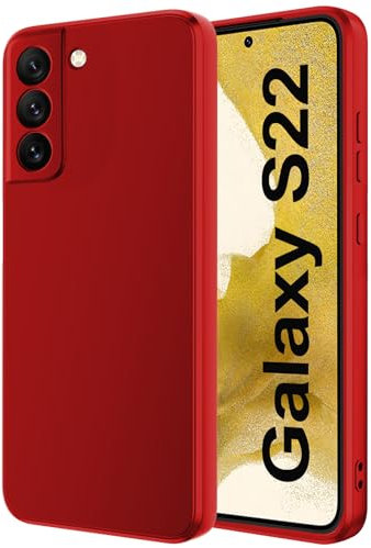 Qasyfanc Handyhülle Kompatibel mit Samsung Galaxy S22 5G Hülle Kameraschutz, Dünne Weiche TPU Silikon Hülle Samsung S22 5G Schutzhülle Anti-Kratzer, Rot
