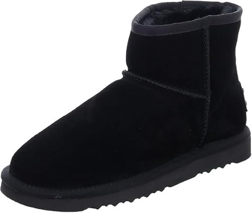 OOG Damen Leder Schlupfstiefel Winter Boots Schneestiefel Outdoor rutschfest Winterschuhe Warm Gefüttert (OB58541 Black, Erwachsene, Damen, 38, Numerisch, EU Schuhgrößensystem, M)