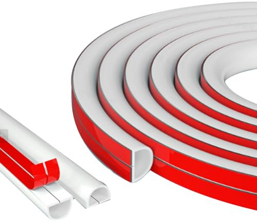 Biglumin Cache Cable - Mini Goulottes de Câbles, Cache-câble Demi-Rond, Cache Cable Sol, Canal de Câble, Cache Fil Electrique, pour Les Fils sur Le Sol Mural. (Blanc, 1 Mètre)