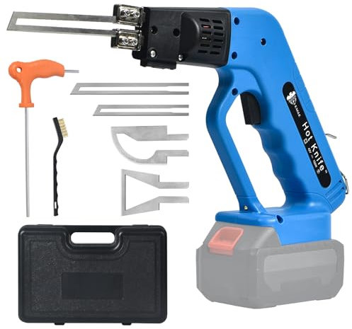 LIROPAU Styroporschneider Elektrische Kompatibel mit 36-42V Akku, 0-600℃ Schnelles Aufheizen, 150W Heißmesser Schaumschneider mit 4 Klingen für Seil Stoff Schaum Plastik Schwamm