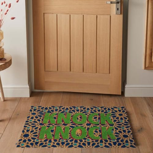 Rugs & More Premium Coir Doormats Outdoor - Robust Coconut Fibre Door Mat for Front or Back Entrance - Multiple Styles for Welcoming Home Decor (40 x 60 cm - Knock Knock)