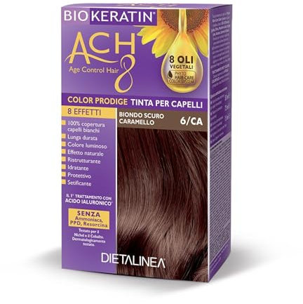 Dietalinea Tinta per Capelli Senza Ammoniaca BIONDO SCURO CARAMELLO 6/CA | Colore Capelli Biokeratin con 8 Oli Phyto Hair Care system e Hyalu Complex -Nutre il capello in profondità | Illumina