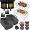 Fentic Accessori Friggitrice ad Aria – Accessori Airfryer Ninja – Compatibile con Ninja Foodi Max Dual Zone AF300EU AF400EU – Da 7,6L a 9,5L – Include Silicone Teglia e Ricettario Elettronico