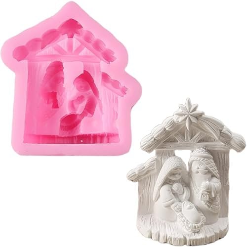ALEFBET Stampo in silicone per presepe, stampi in silicone per colata di candele, stampi per candele in silicone, stampi in resina epossidica, stampi in gesso per colata (presepe)