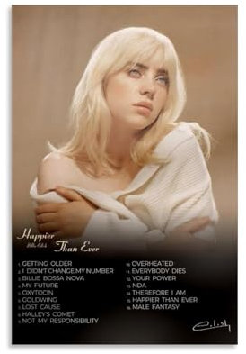 LONGRUi Billie Eilish Musikposter, dekoratives Gemälde, Leinwand, Wandposter und Kunstdruck, moderne Familienschlafzimmer-Dekoration, Poster, 30 x 45 cm