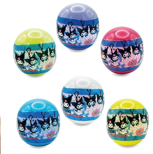 Lavatelli - Cápsulas 6,5 cm Kuromi 6 unidades regalo set fiesta cumpleaños niños llaveros 6 cm surtidos kawaii accesorio sorpresa idea regalo cápsula toys divertidas