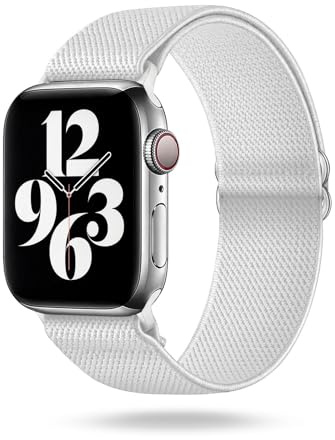 ONEFLOW Flex Loop Kompatibel mit Apple Watch 8 (41mm) Armband Elastisch, Textil Stoff iWatch Armbänder Damen Herren Sport, Sportarmband Nylon Ersatz Watch Band Flexibel, Weiß
