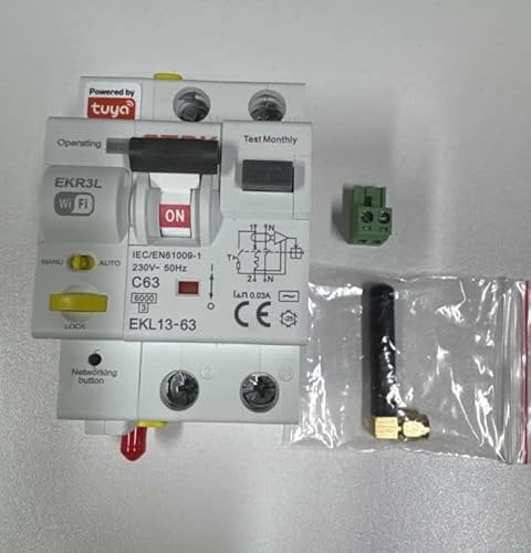 Jadeshay Interrupteur Différentiel 40A 30mA 2 pôles Disjoncteur intelligent WiFi RCCB dispositif de réenclenchement automatique AC230V(GKR3L)