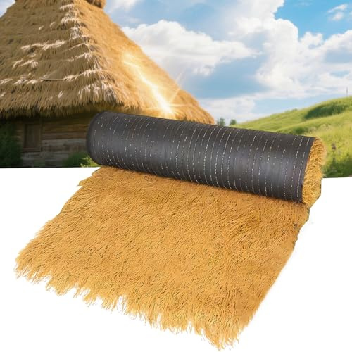 ZHWFDC Künstliches Strohschuppendach, Strohdach Im Tropischen Stil, Geeignet Für Die Dekoration Von Gartenzäunen, Tiki-bar-schuppendekorationen (Hellgelb, 1 * 20m(3.28 * 65.6ft))