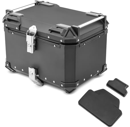 Set Motorrad Aluminium Topcase 55L + Sozius Rückenpolster Bagtecs XB55 Alu Top Case schwarz