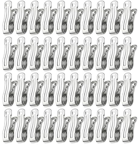 QIXNBL 40 Piezas De Clips De Acero Inoxidable, Pinzas para La Ropa A Prueba De Viento para Exteriores, Clips De Malla para Jardín, Utilizados para Sellar Alimentos Y Fijar Ropa.