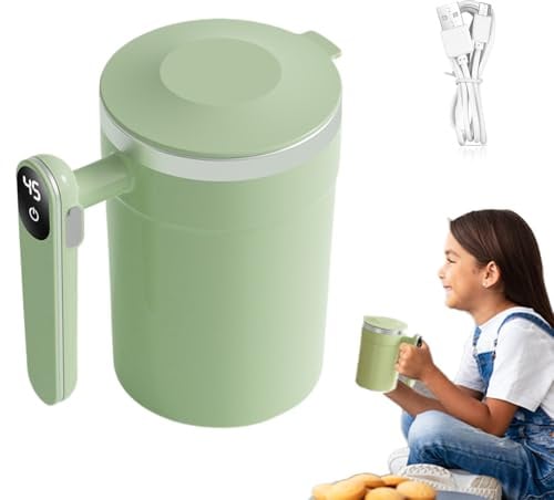 Dmuzsoih Self Stirring Mug, Automatic Magnetic Mixer 400ml, Electric Magnetic Mixing Cup with LCD Temperature Display, for Home Office Travel Drinks Cocoa Tea Cafe Hot Chocolate