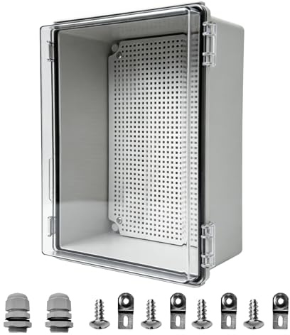 Iriisy Verteilerkasten Wasserdicht IP67 Schaltschrank Außen Groß | 350x250x150 mm Transparent, mit Edelstahlschnallen & Schlossloch. Ideal als Schaltkasten Steckdosenkasten für Schuko-Stecker