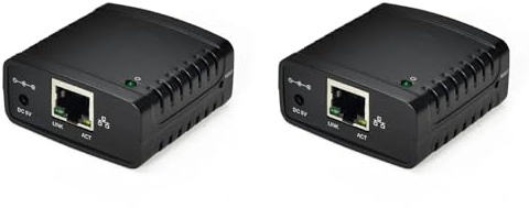 Janasiba 2X USB 2.0 LRP Printserver Share A LAN Ethernet Netzwerkdrucker Netzteil USB HUB 100Mbps Printserver EU Stecker